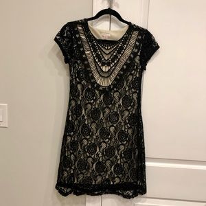 Black Lace Short Sleeve Dress | Size Small